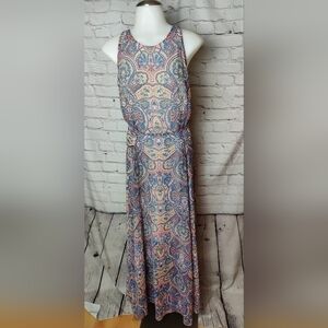 Tommy Hilfiger Woman's Paisley Maxi Dress Size 10 Colorful Sleeveless